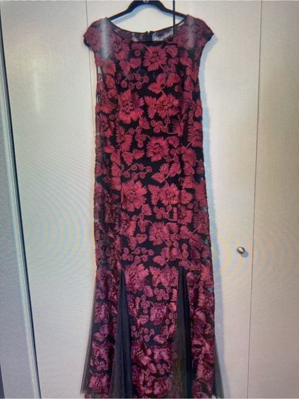 Red Floral Lace Maxi Dress - Elegant Evening Gown